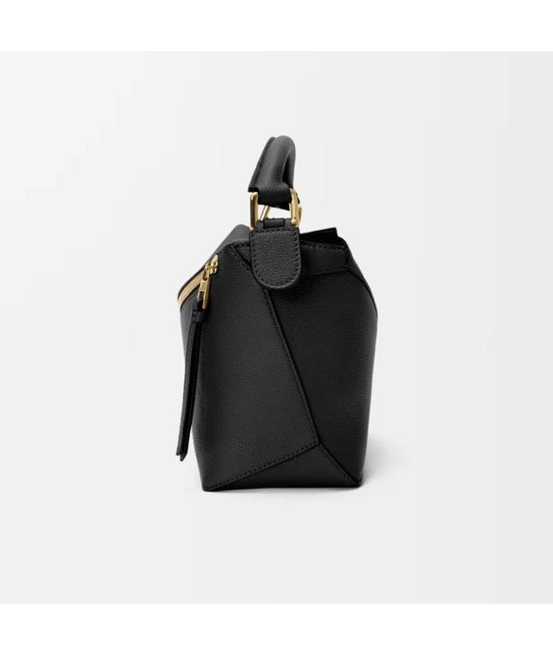 LOEWE Черная кожаная сумка с короткими ручками, фото 5