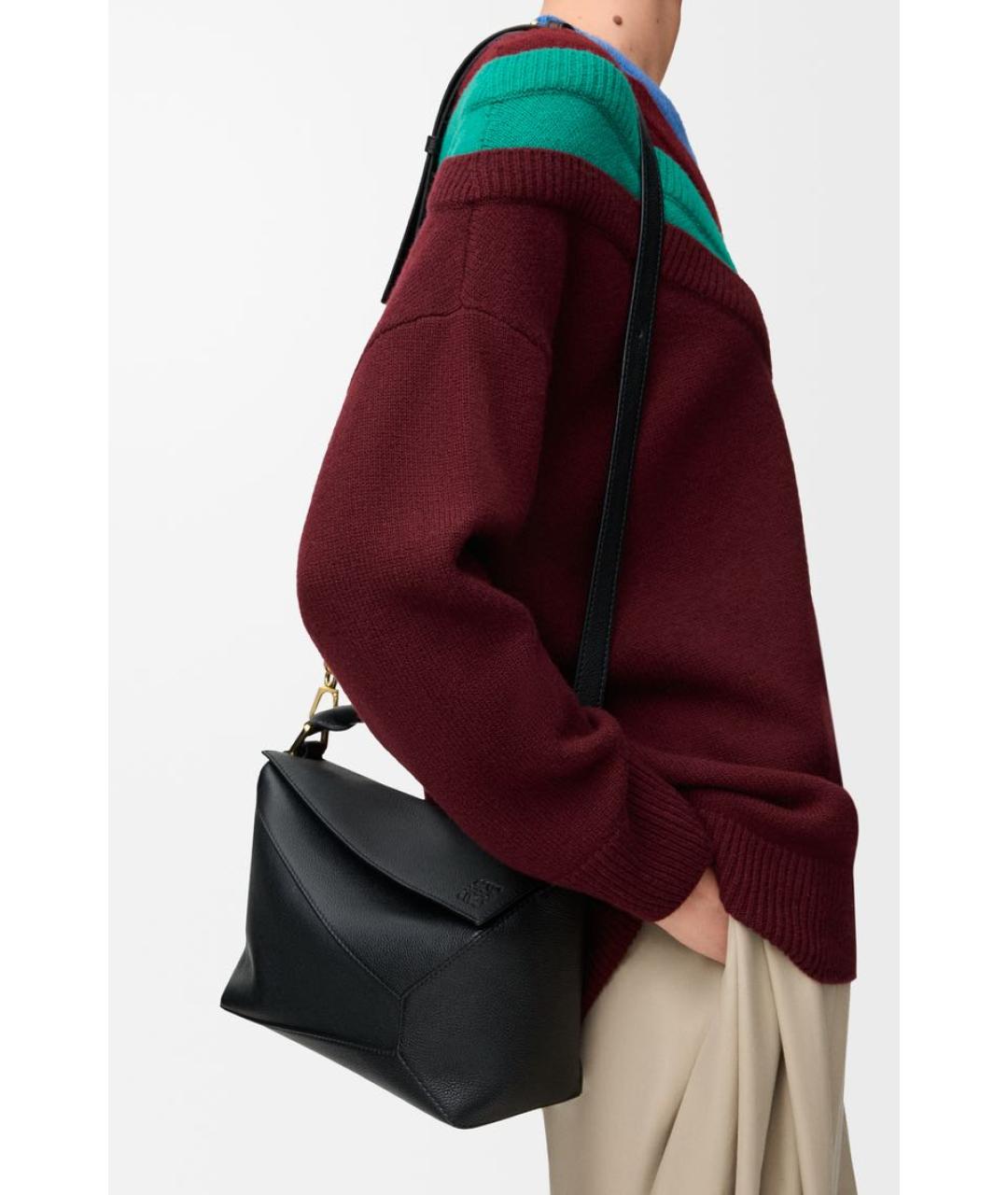 LOEWE Черная кожаная сумка с короткими ручками, фото 3