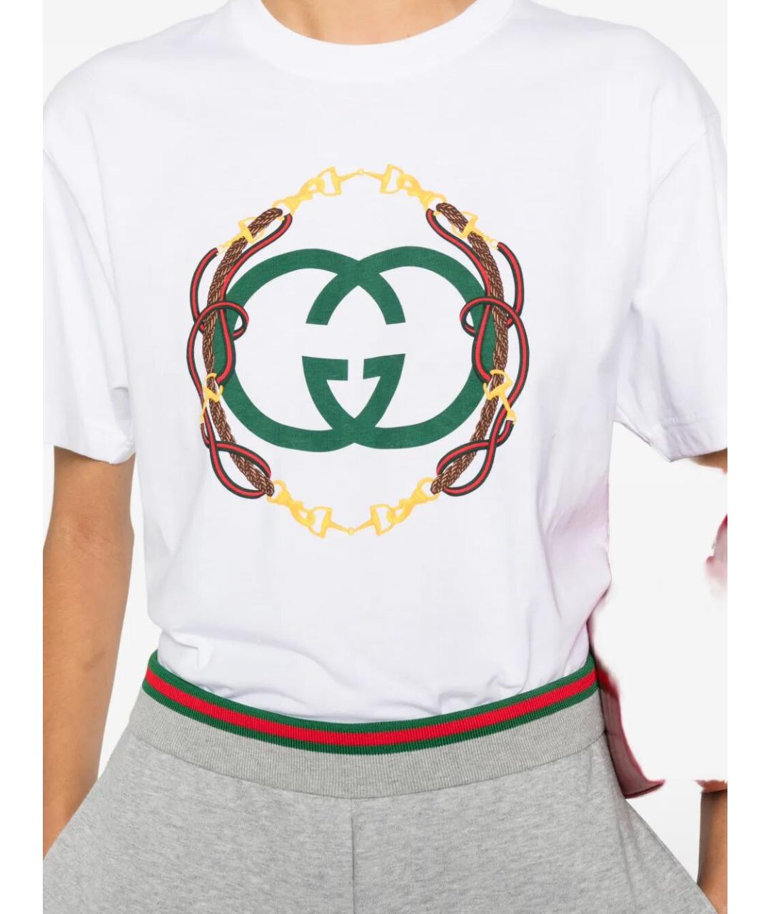 GUCCI Белая хлопковая футболка, фото 3