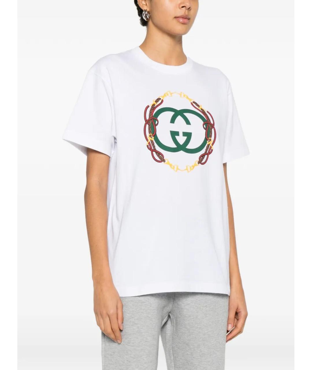 GUCCI Белая хлопковая футболка, фото 5