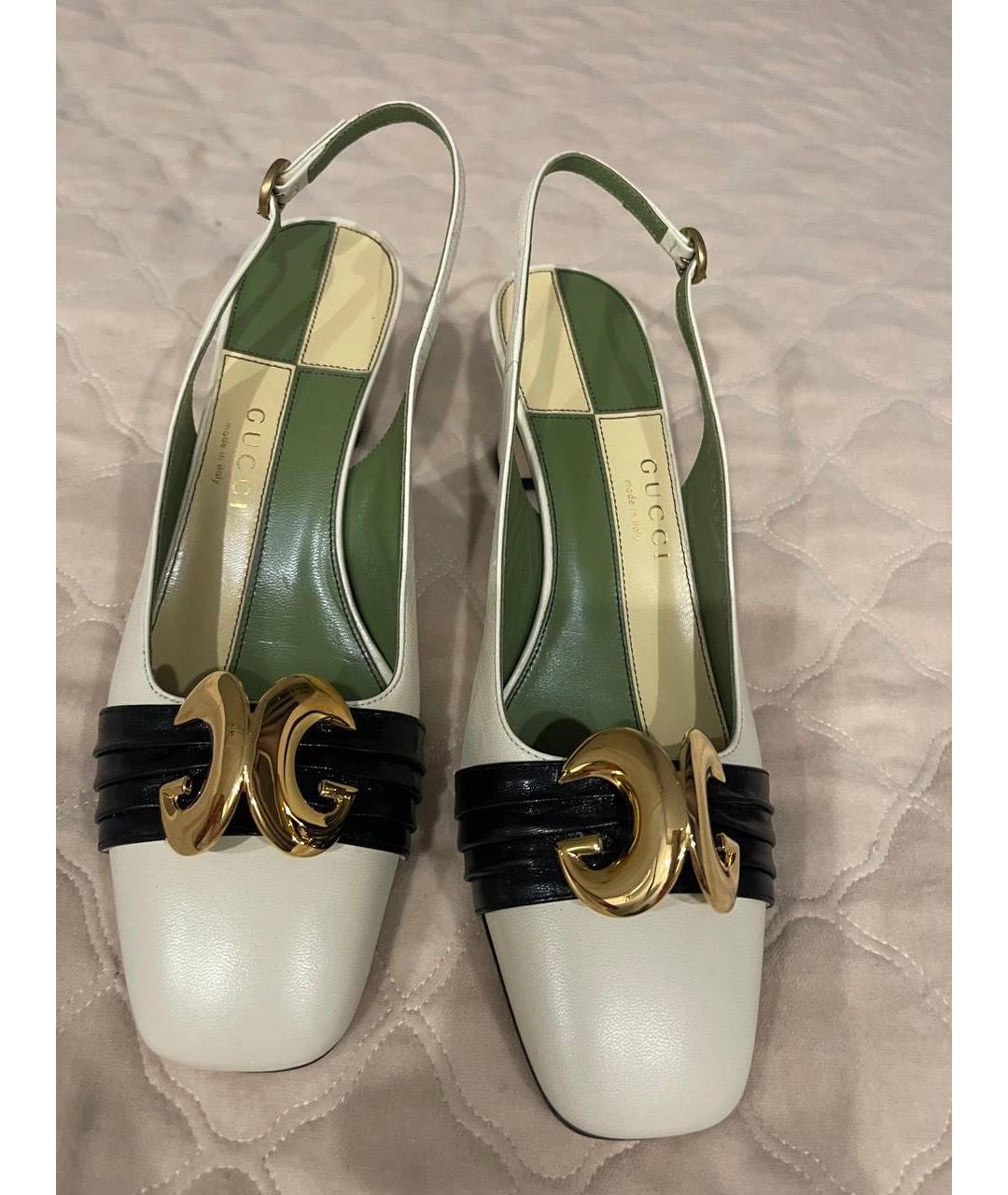 GUCCI Бежевые кожаные туфли, фото 4