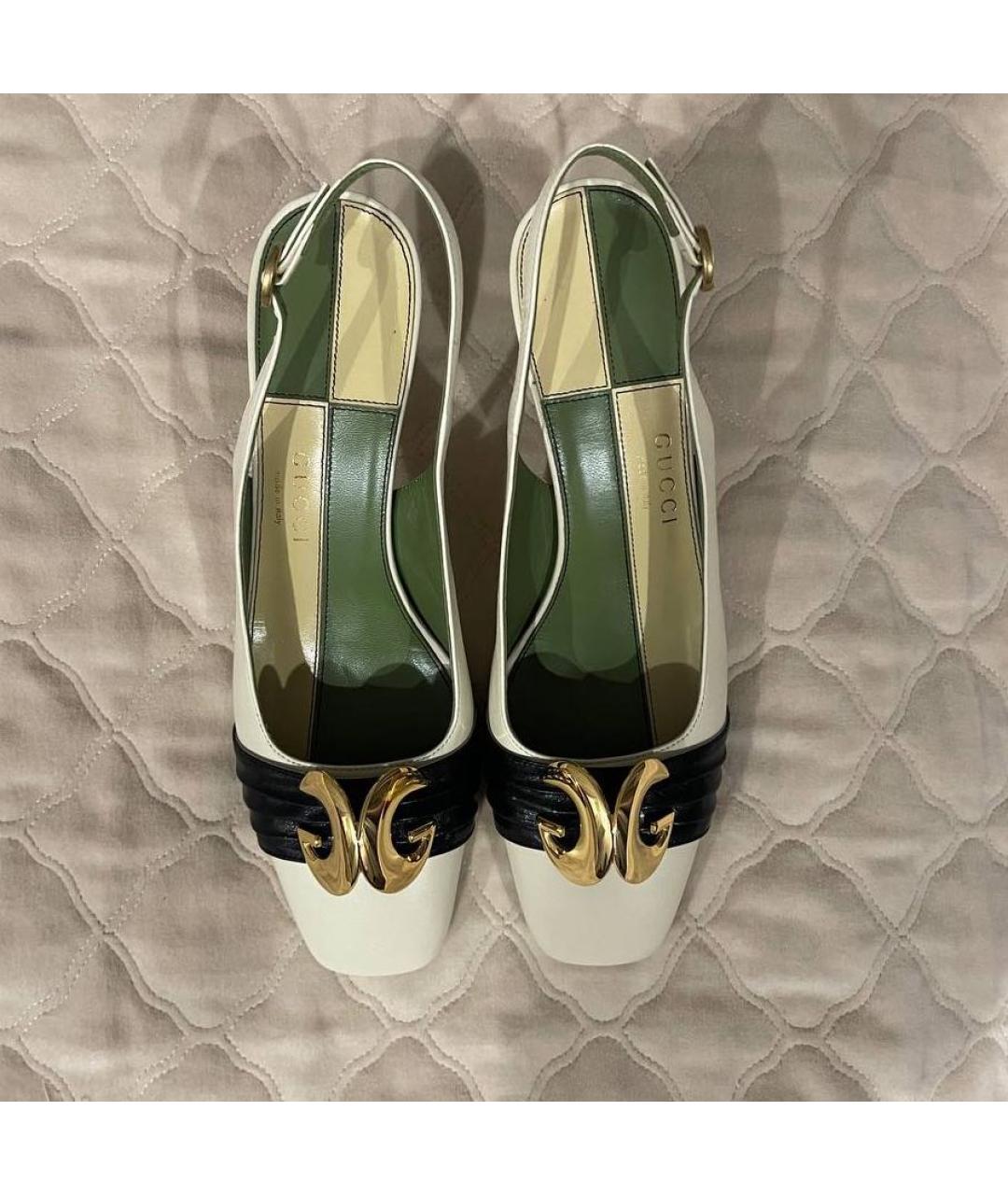 GUCCI Бежевые кожаные туфли, фото 6