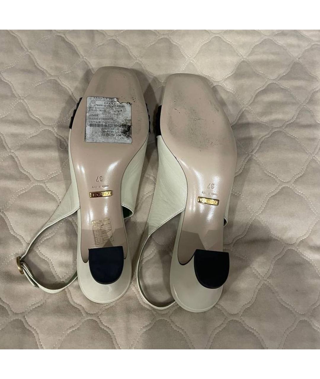 GUCCI Бежевые кожаные туфли, фото 3