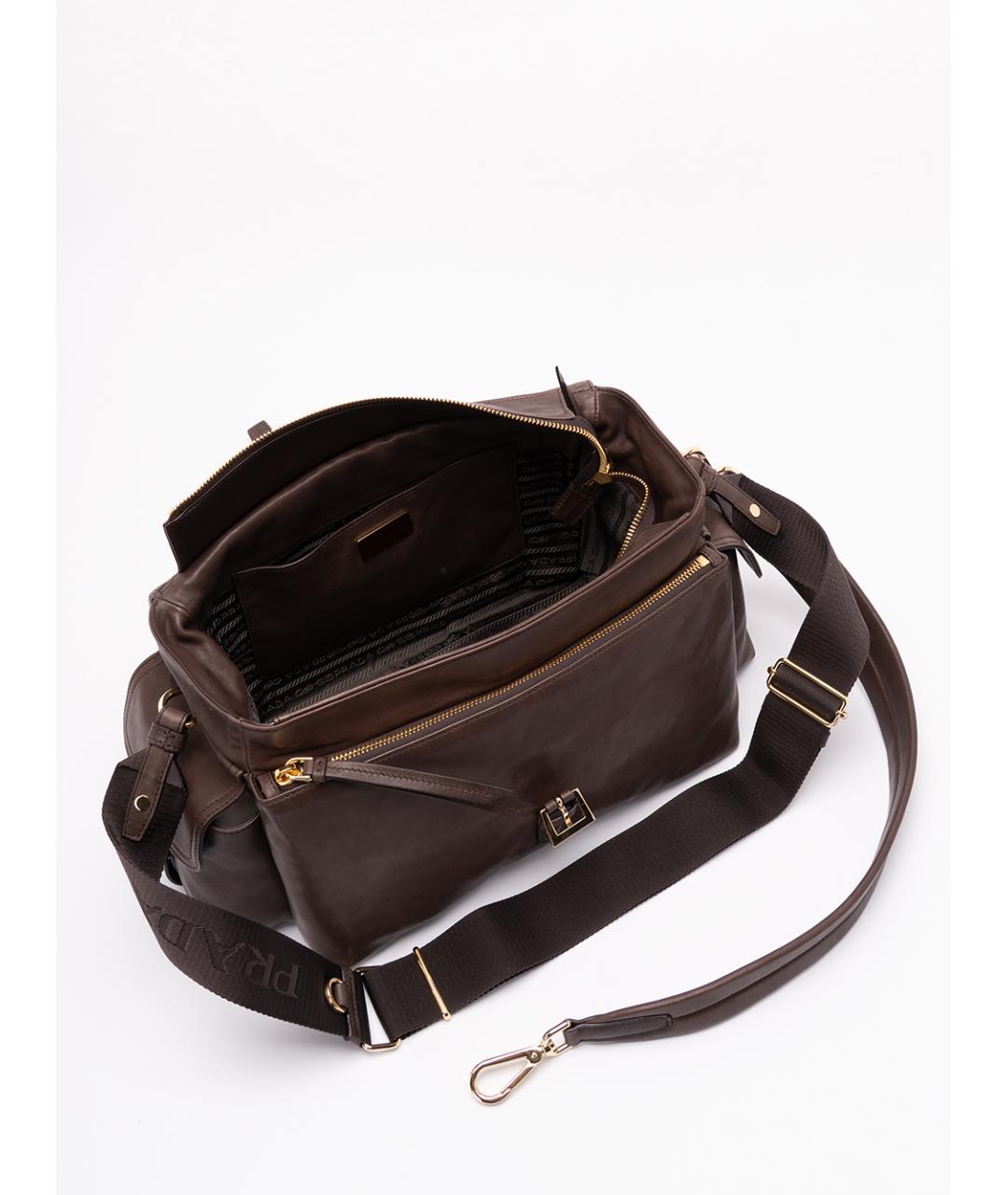 PRADA Коричневая кожаная сумка через плечо, фото 5