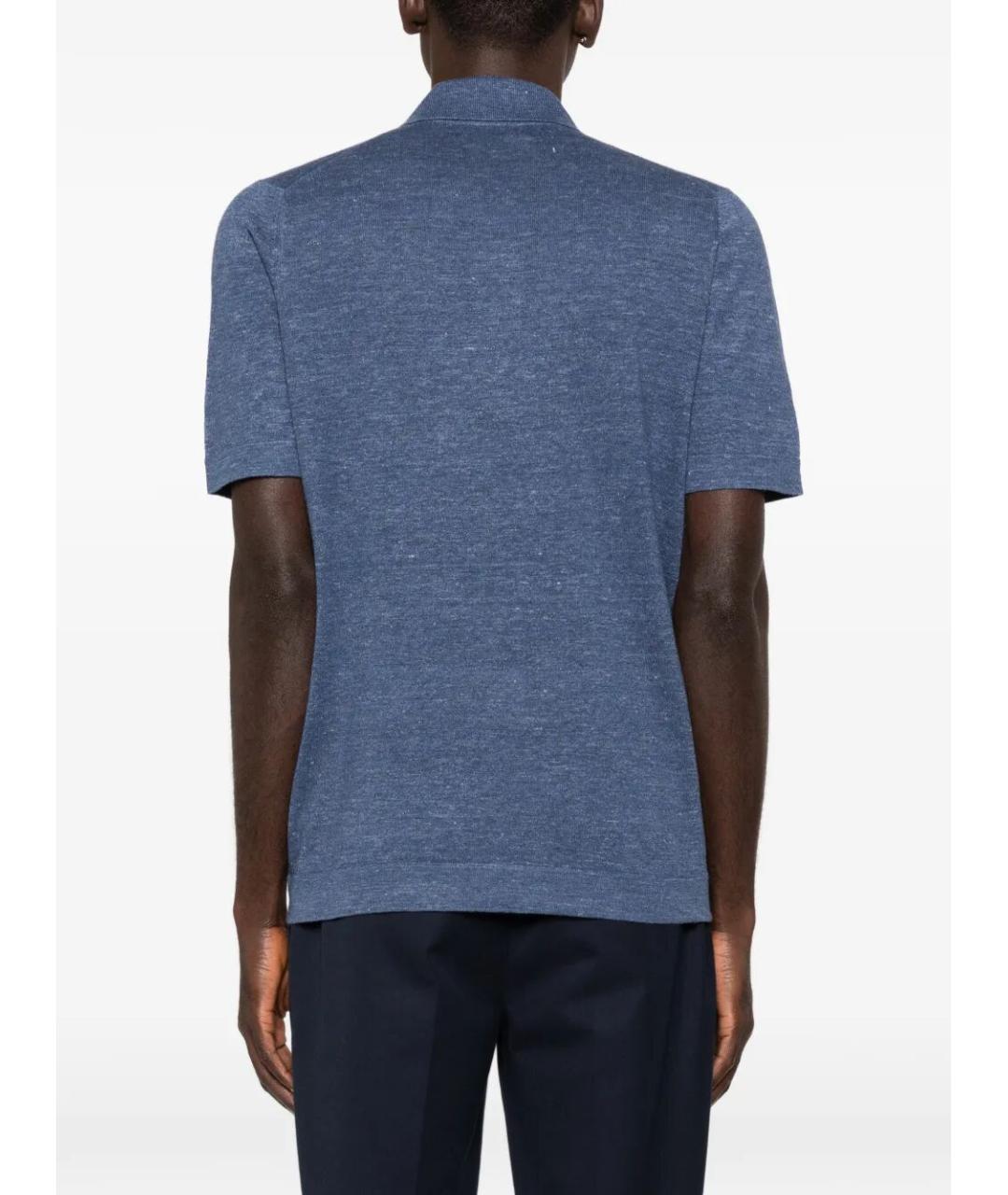 BRUNELLO CUCINELLI Голубое поло с коротким рукавом, фото 4