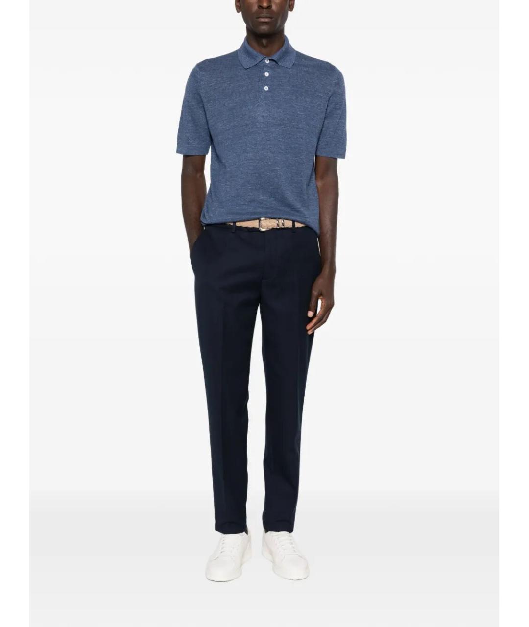 BRUNELLO CUCINELLI Голубое поло с коротким рукавом, фото 2