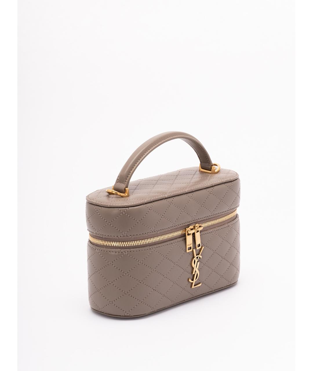 SAINT LAURENT Бежевая кожаная сумка через плечо, фото 3