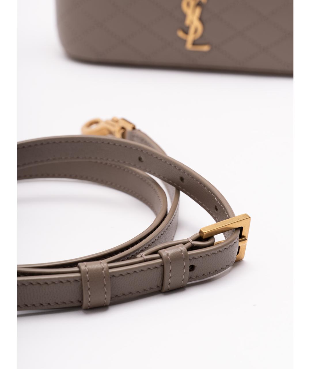 SAINT LAURENT Бежевая кожаная сумка через плечо, фото 5