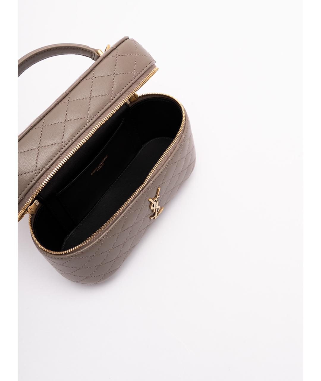 SAINT LAURENT Бежевая кожаная сумка через плечо, фото 6