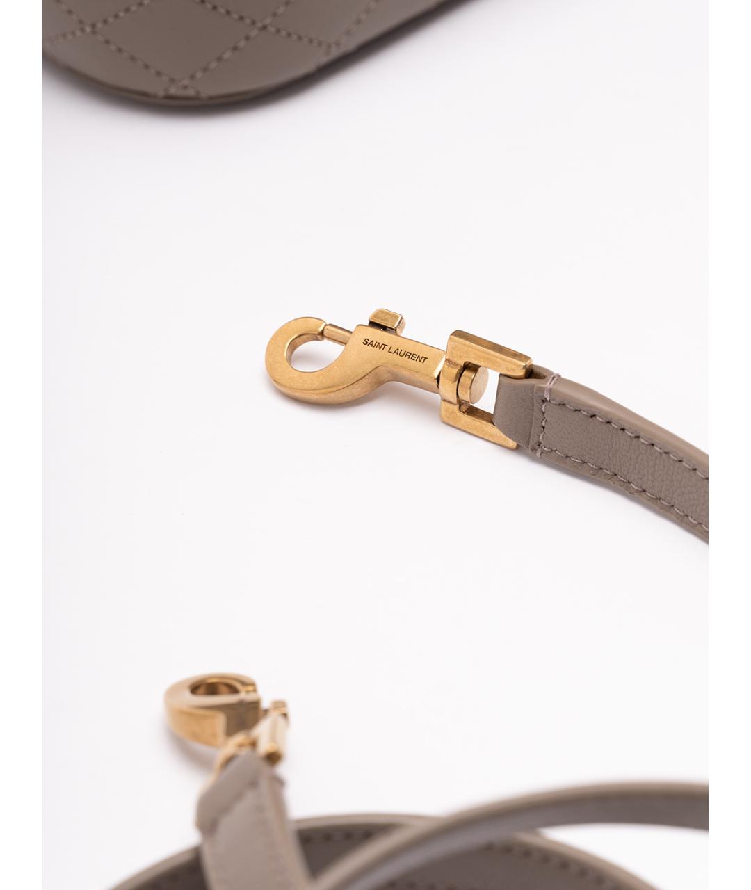 SAINT LAURENT Бежевая кожаная сумка через плечо, фото 4