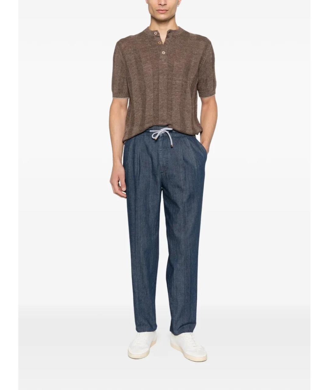 BRUNELLO CUCINELLI Коричневый льняной джемпер / свитер, фото 2