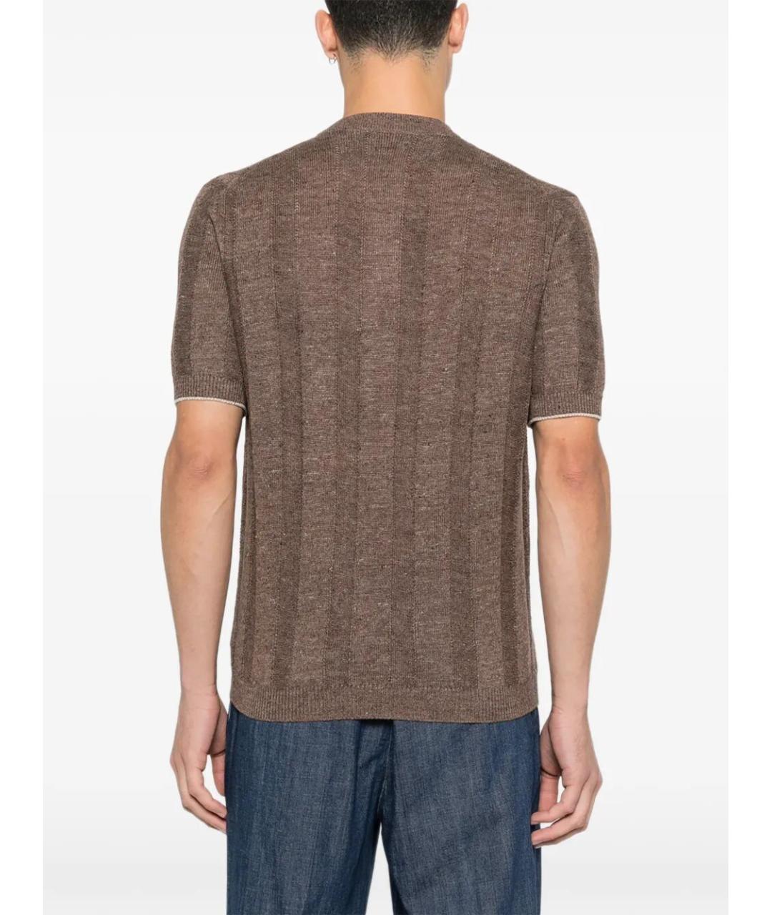 BRUNELLO CUCINELLI Коричневый льняной джемпер / свитер, фото 5