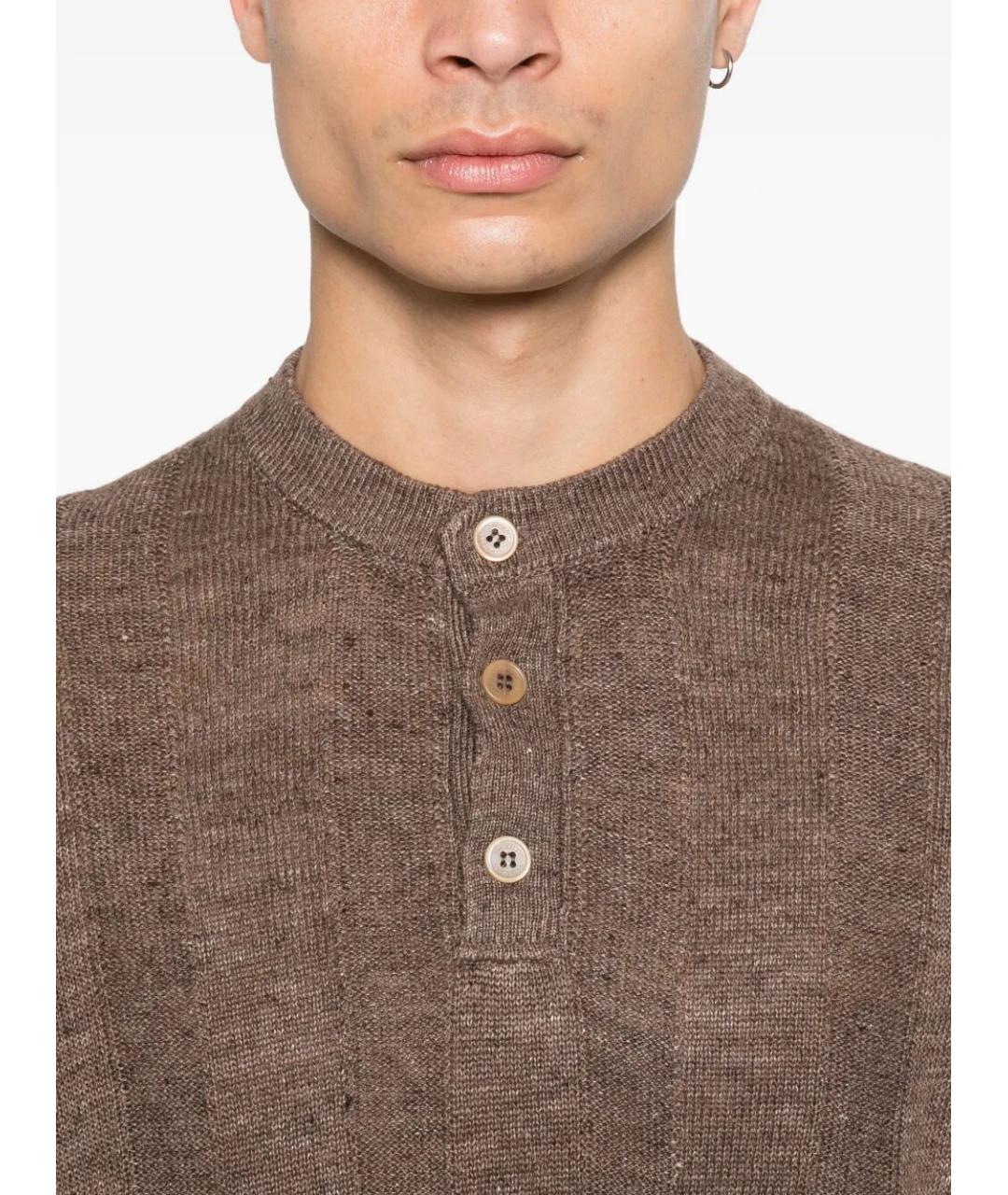 BRUNELLO CUCINELLI Коричневый льняной джемпер / свитер, фото 3