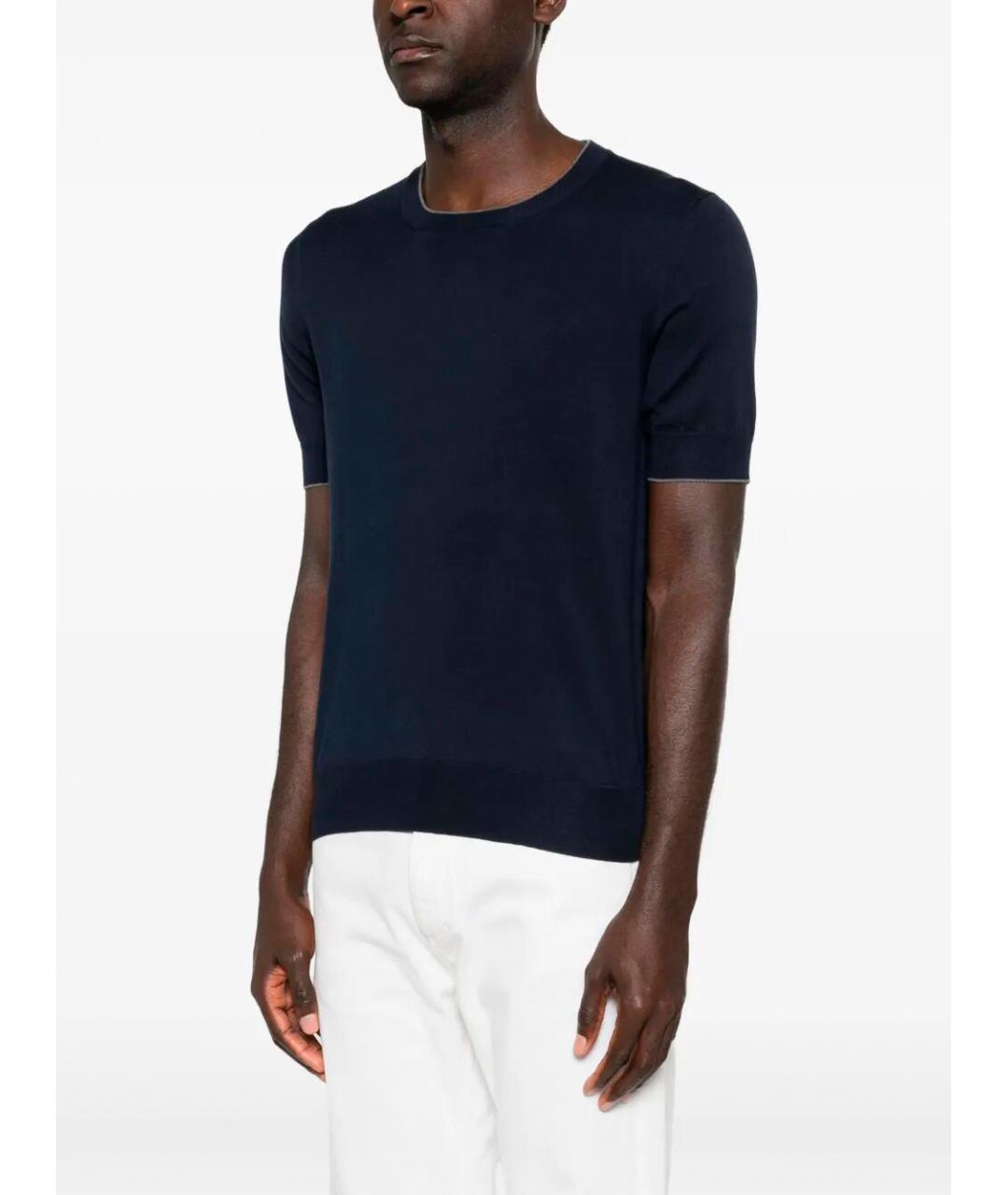 BRUNELLO CUCINELLI Темно-синий хлопковый джемпер / свитер, фото 4