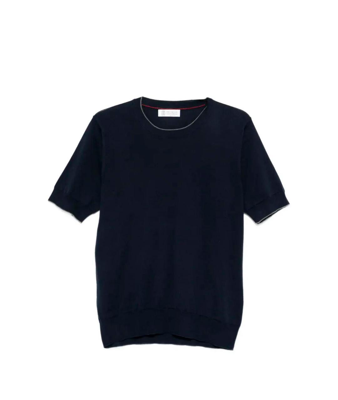 BRUNELLO CUCINELLI Темно-синий хлопковый джемпер / свитер, фото 1