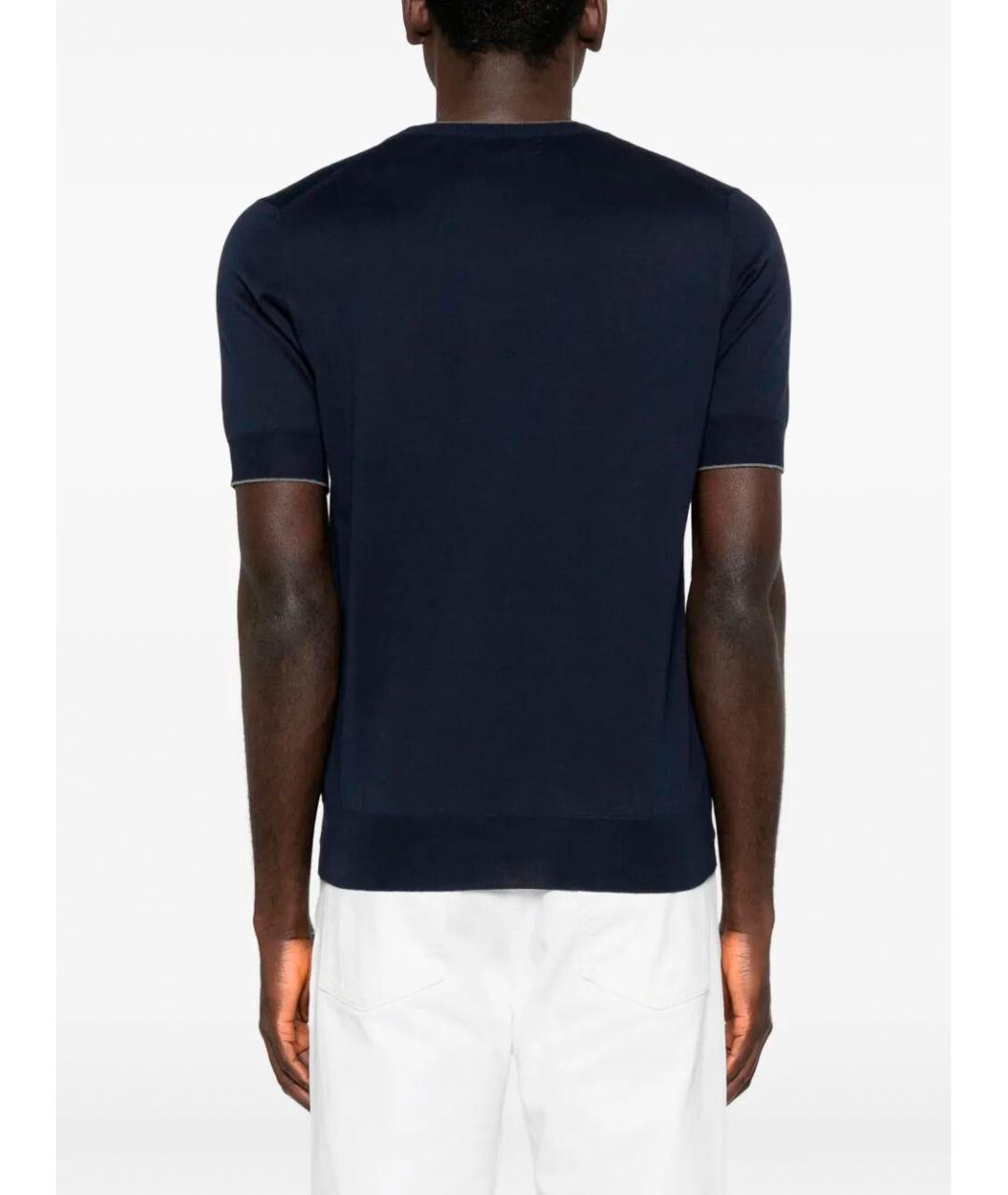 BRUNELLO CUCINELLI Темно-синий хлопковый джемпер / свитер, фото 3