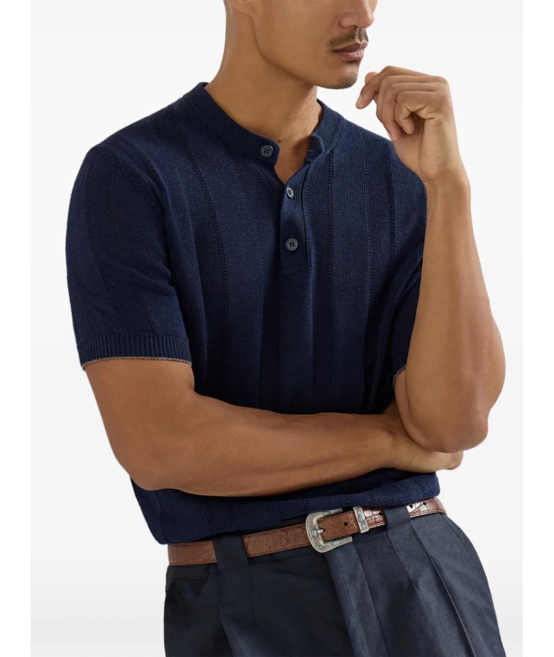 BRUNELLO CUCINELLI Синий льняной джемпер / свитер, фото 2