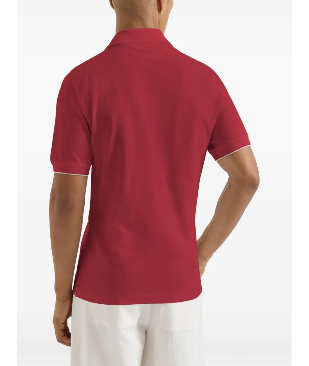 BRUNELLO CUCINELLI Красное хлопковое поло с коротким рукавом, фото 3