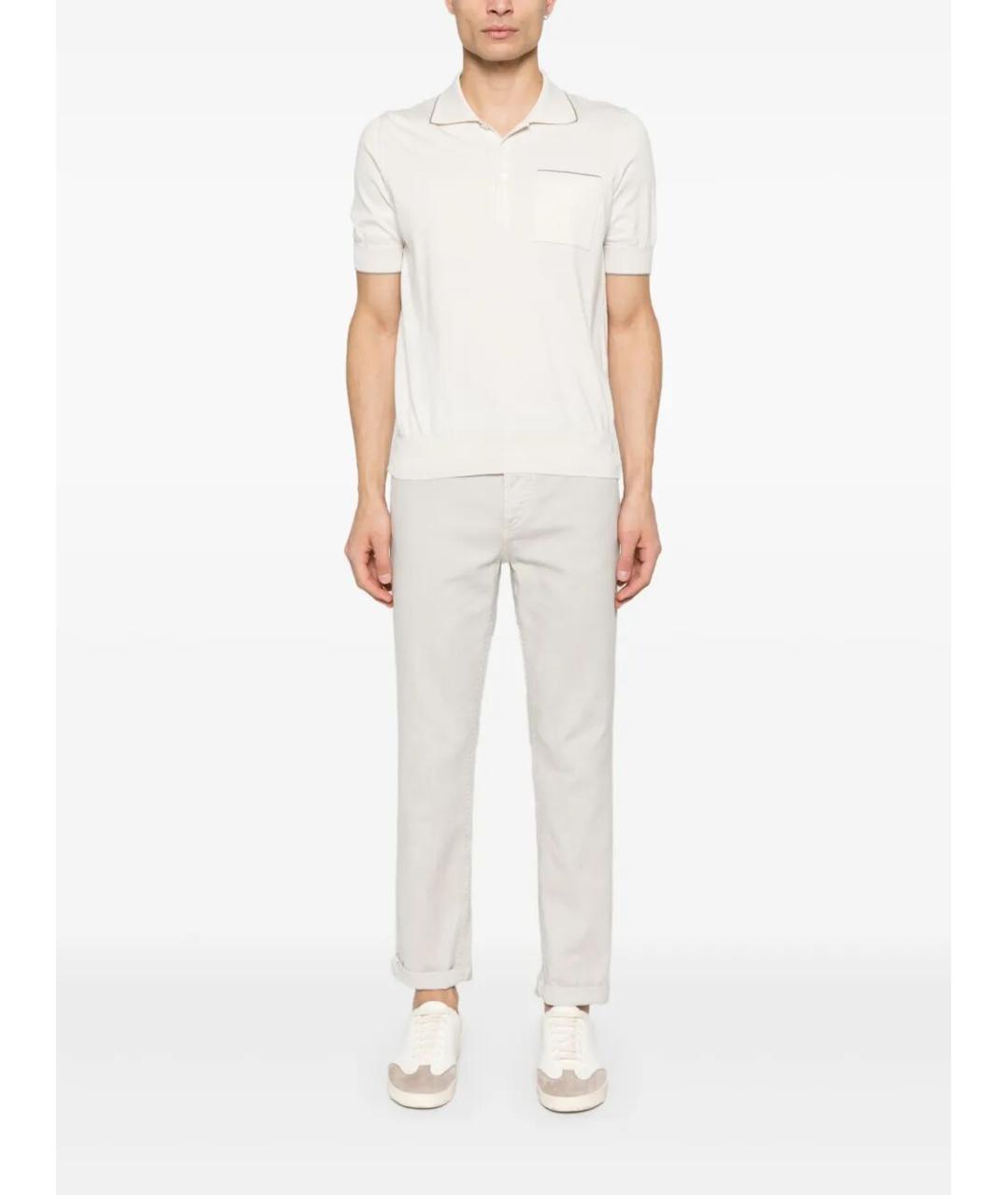 BRUNELLO CUCINELLI Белые хлопко-эластановые прямые джинсы, фото 2