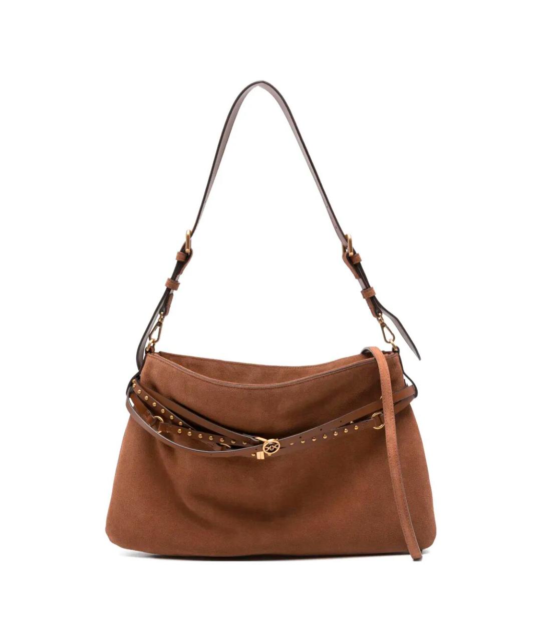 PINKO Коричневая кожаная сумка через плечо, фото 1