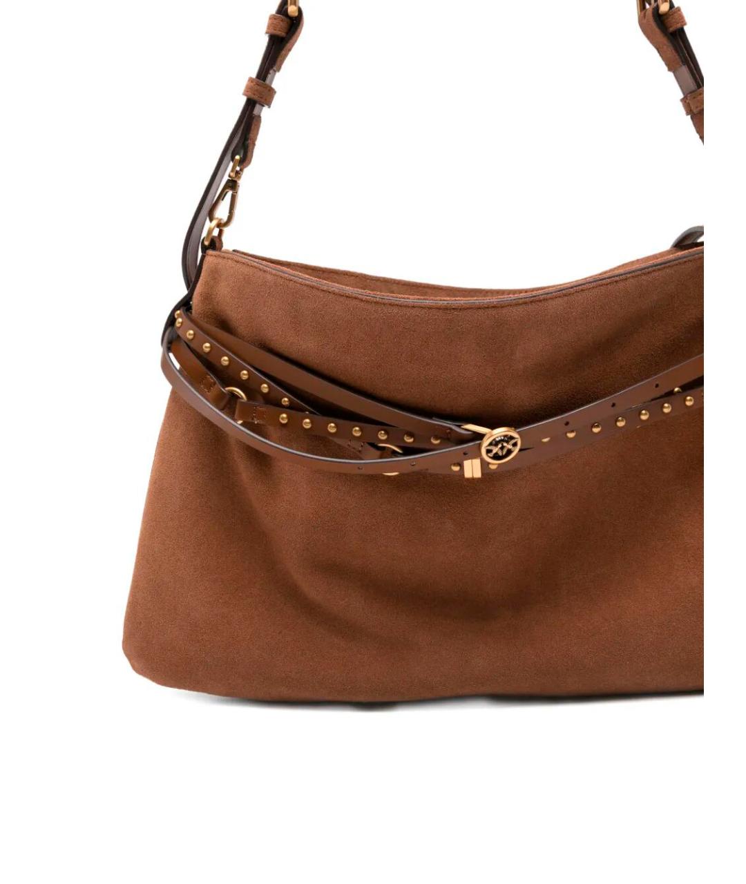 PINKO Коричневая кожаная сумка через плечо, фото 3