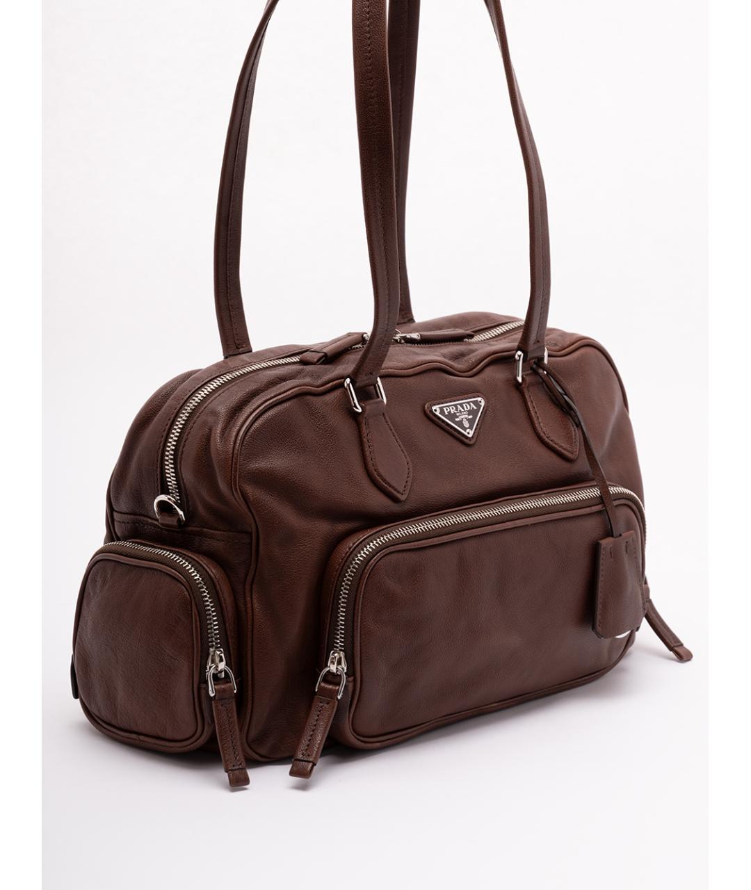 PRADA Коричневая кожаная сумка тоут, фото 3
