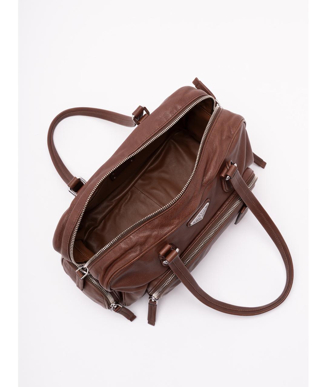 PRADA Коричневая кожаная сумка тоут, фото 4