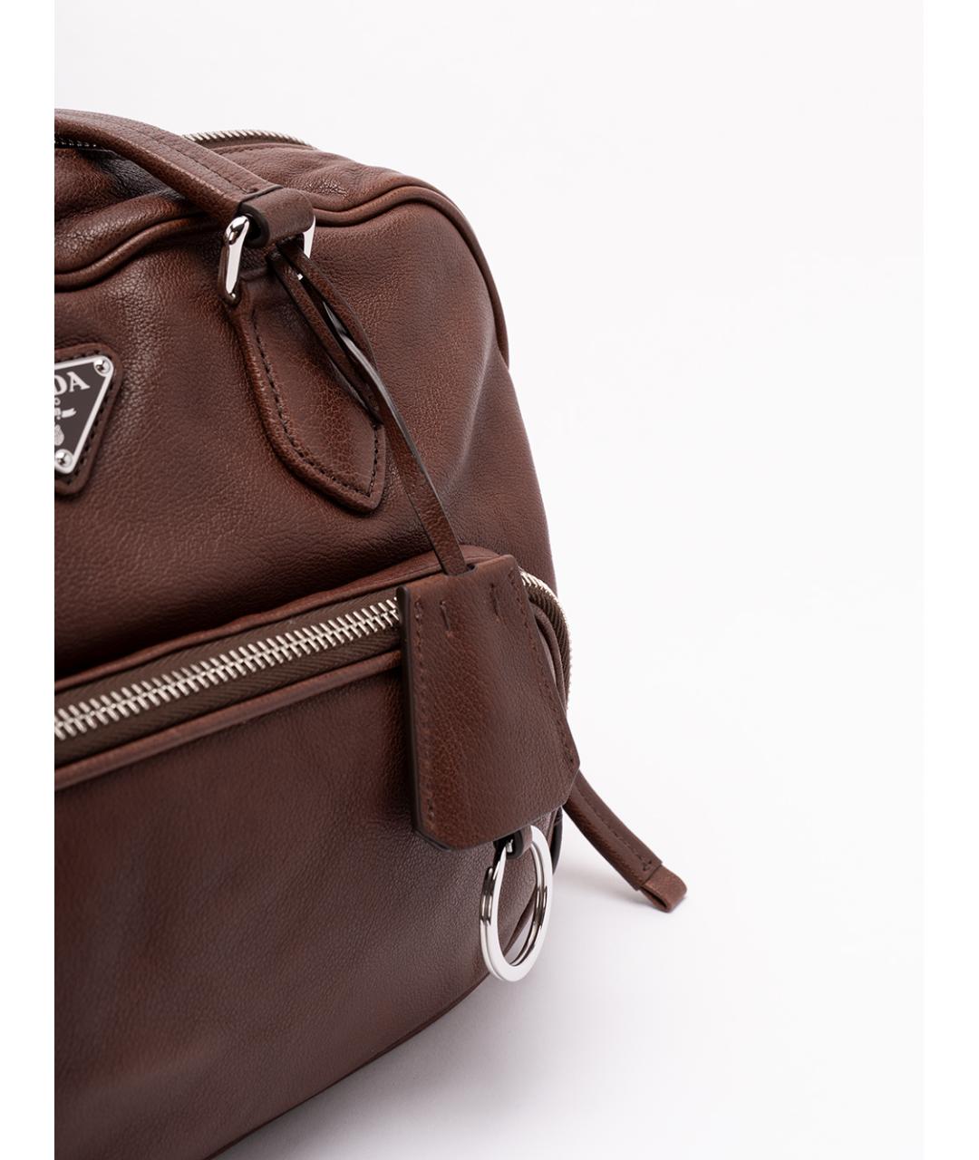PRADA Коричневая кожаная сумка тоут, фото 5