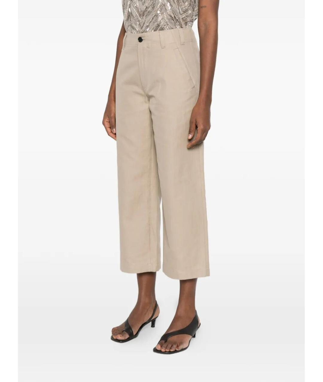BRUNELLO CUCINELLI Бежевые хлопковые прямые брюки, фото 3