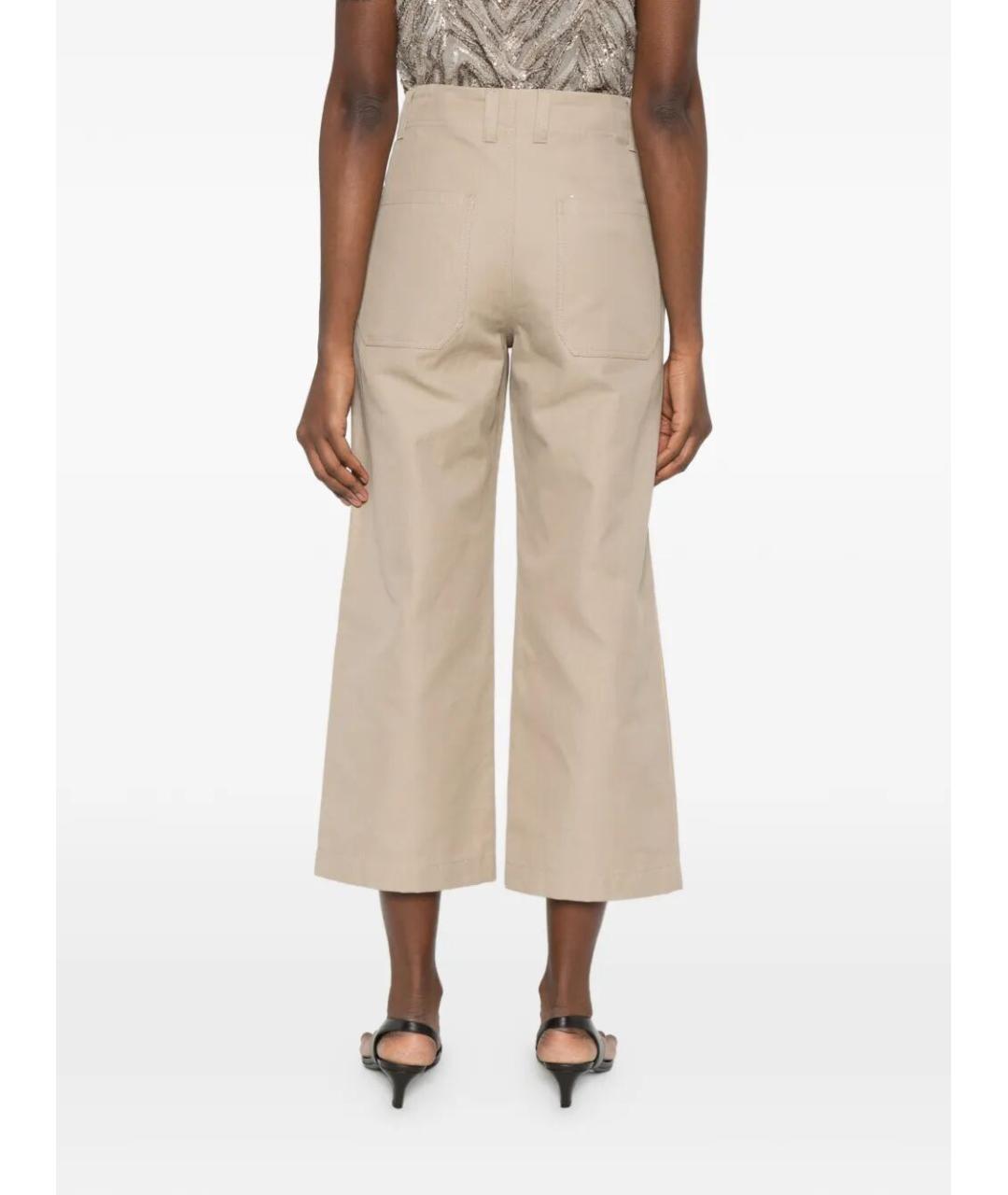 BRUNELLO CUCINELLI Бежевые хлопковые прямые брюки, фото 5