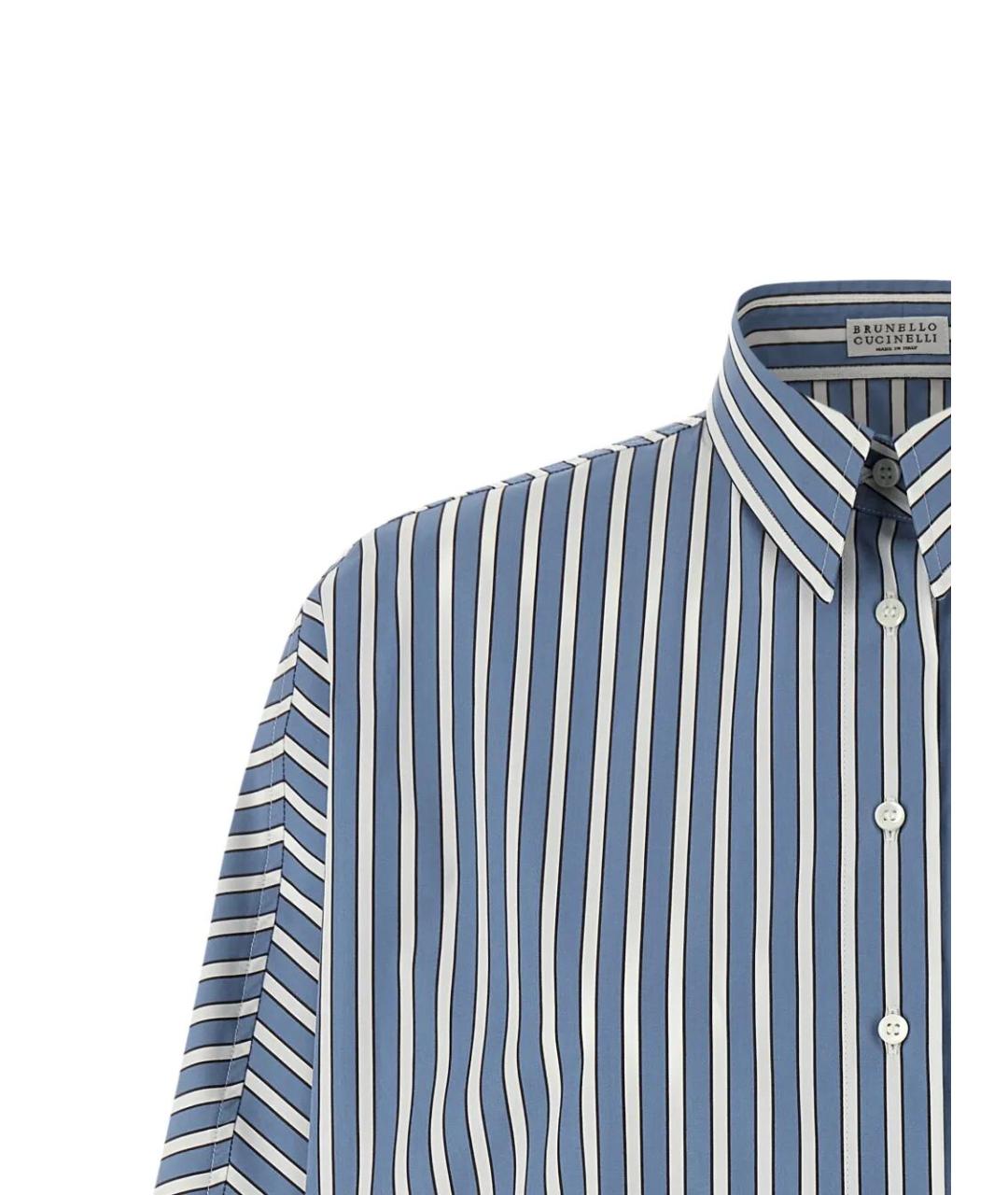 BRUNELLO CUCINELLI Синяя хлопковая рубашка, фото 4