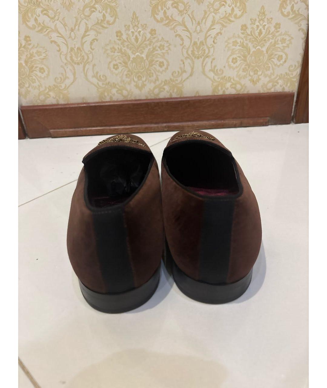 DOLCE&GABBANA Бордовые бархатные мокасины, фото 4