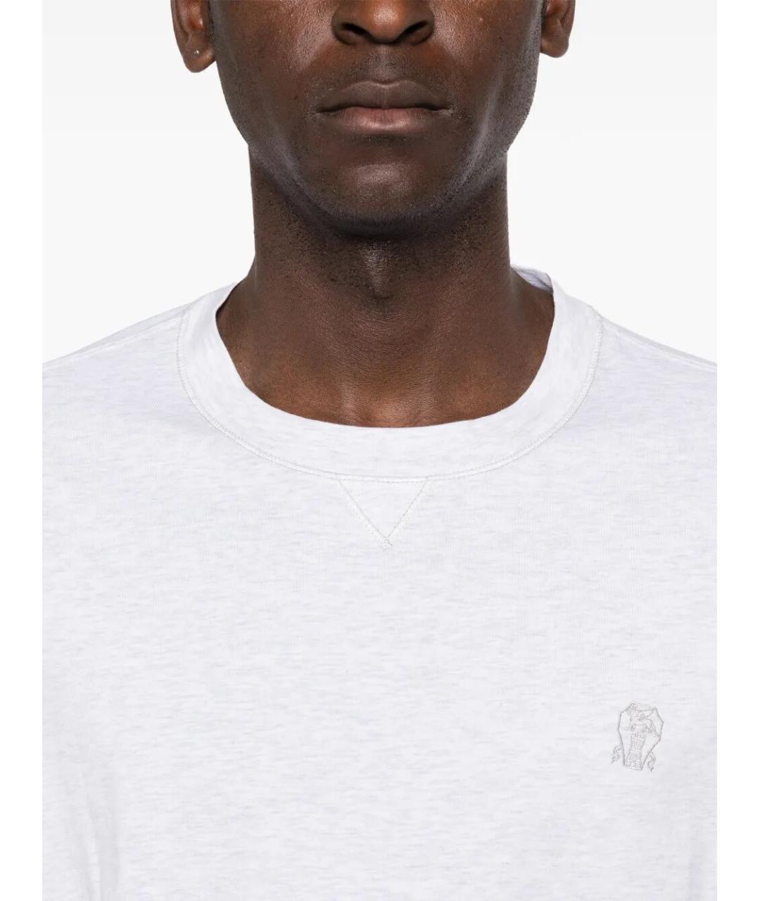 BRUNELLO CUCINELLI Белая хлопковая футболка, фото 5