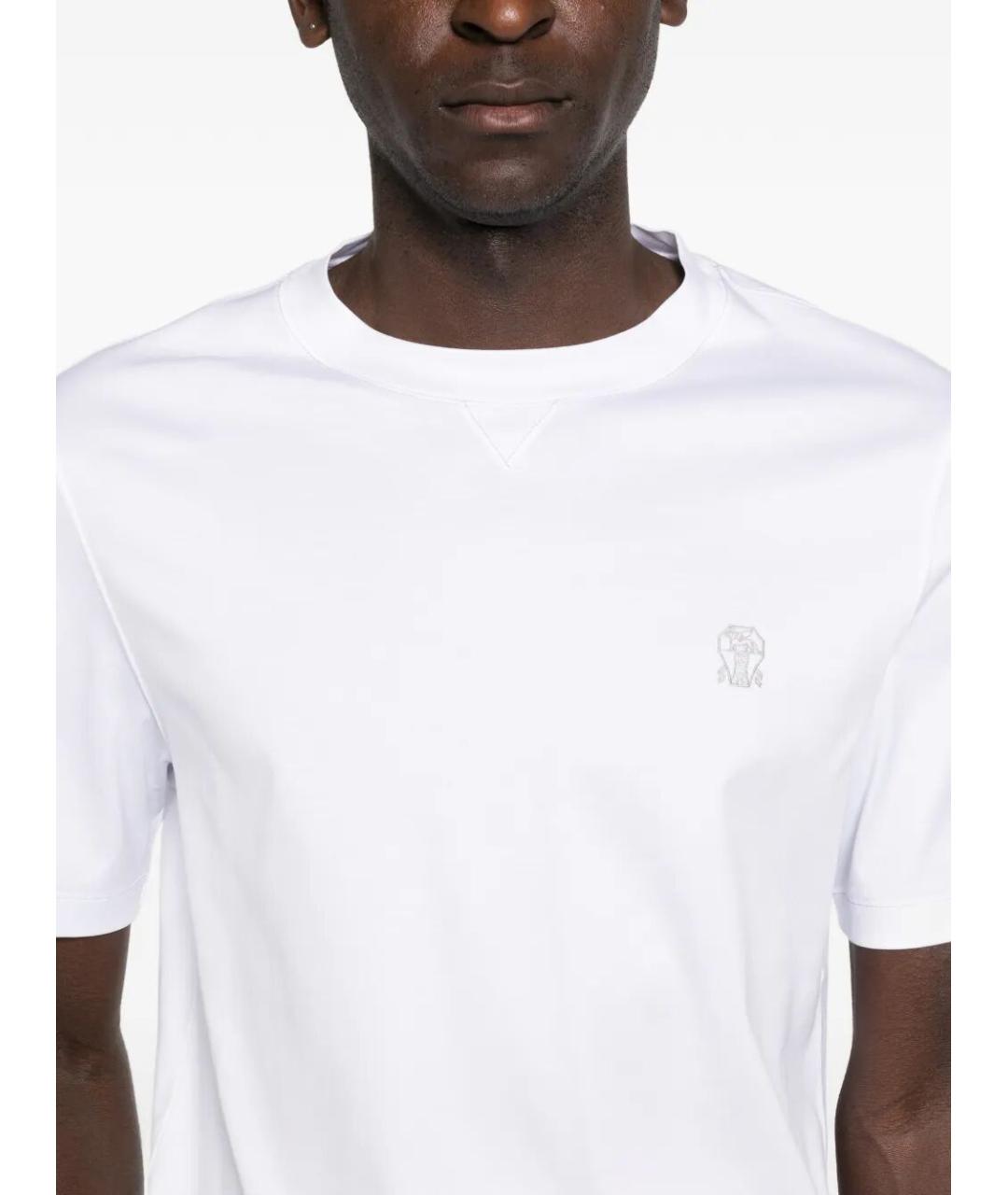 BRUNELLO CUCINELLI Белая хлопковая футболка, фото 4