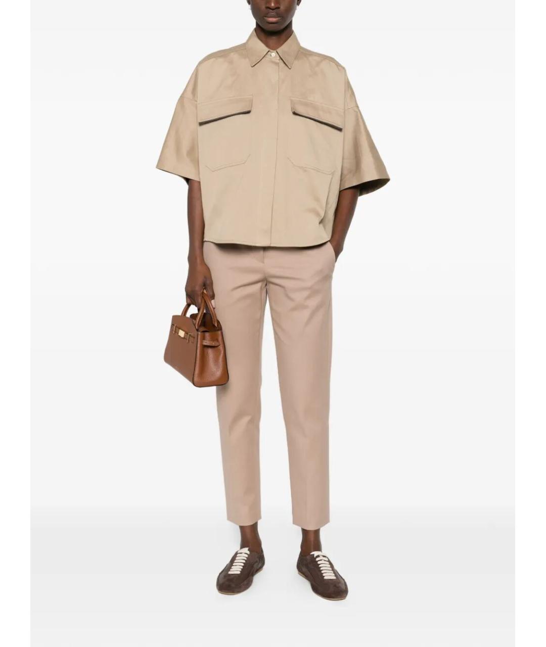 BRUNELLO CUCINELLI Бежевые хлопко-эластановые брюки узкие, фото 2