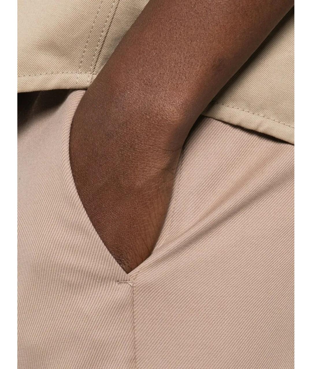 BRUNELLO CUCINELLI Бежевые хлопко-эластановые брюки узкие, фото 3