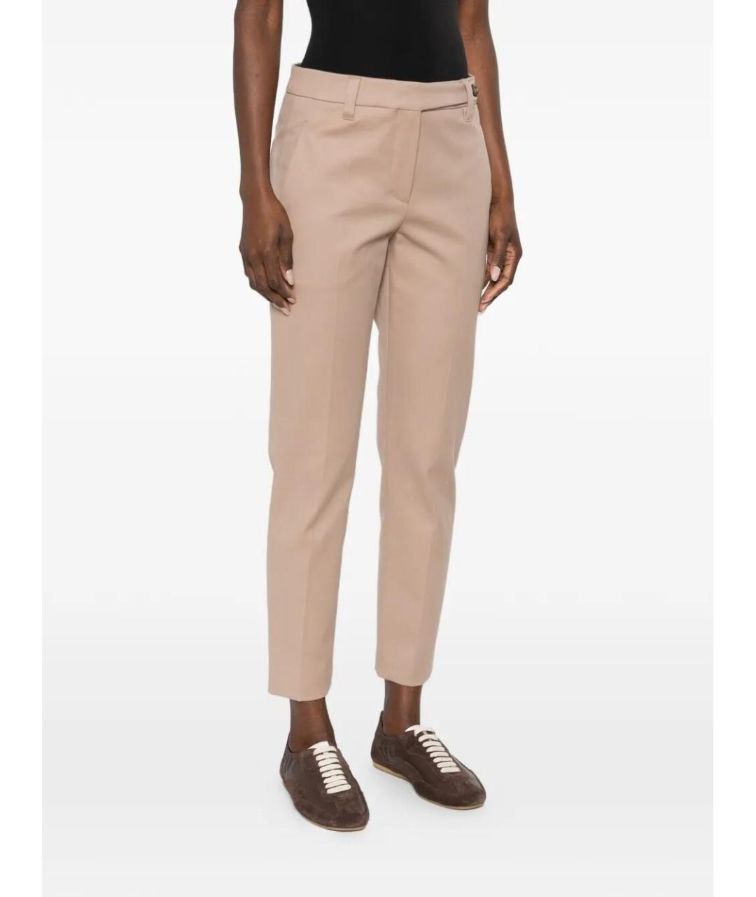 BRUNELLO CUCINELLI Бежевые хлопко-эластановые брюки узкие, фото 4