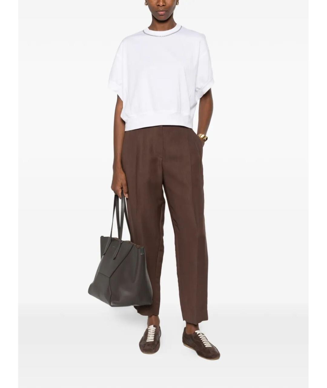 BRUNELLO CUCINELLI Коричневые вискозные брюки широкие, фото 2