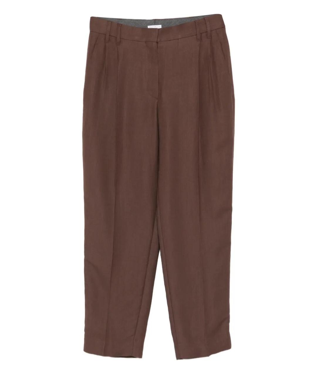 BRUNELLO CUCINELLI Коричневые вискозные брюки широкие, фото 1