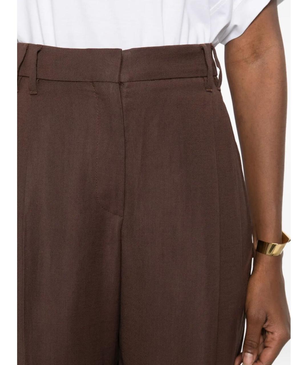 BRUNELLO CUCINELLI Коричневые вискозные брюки широкие, фото 5