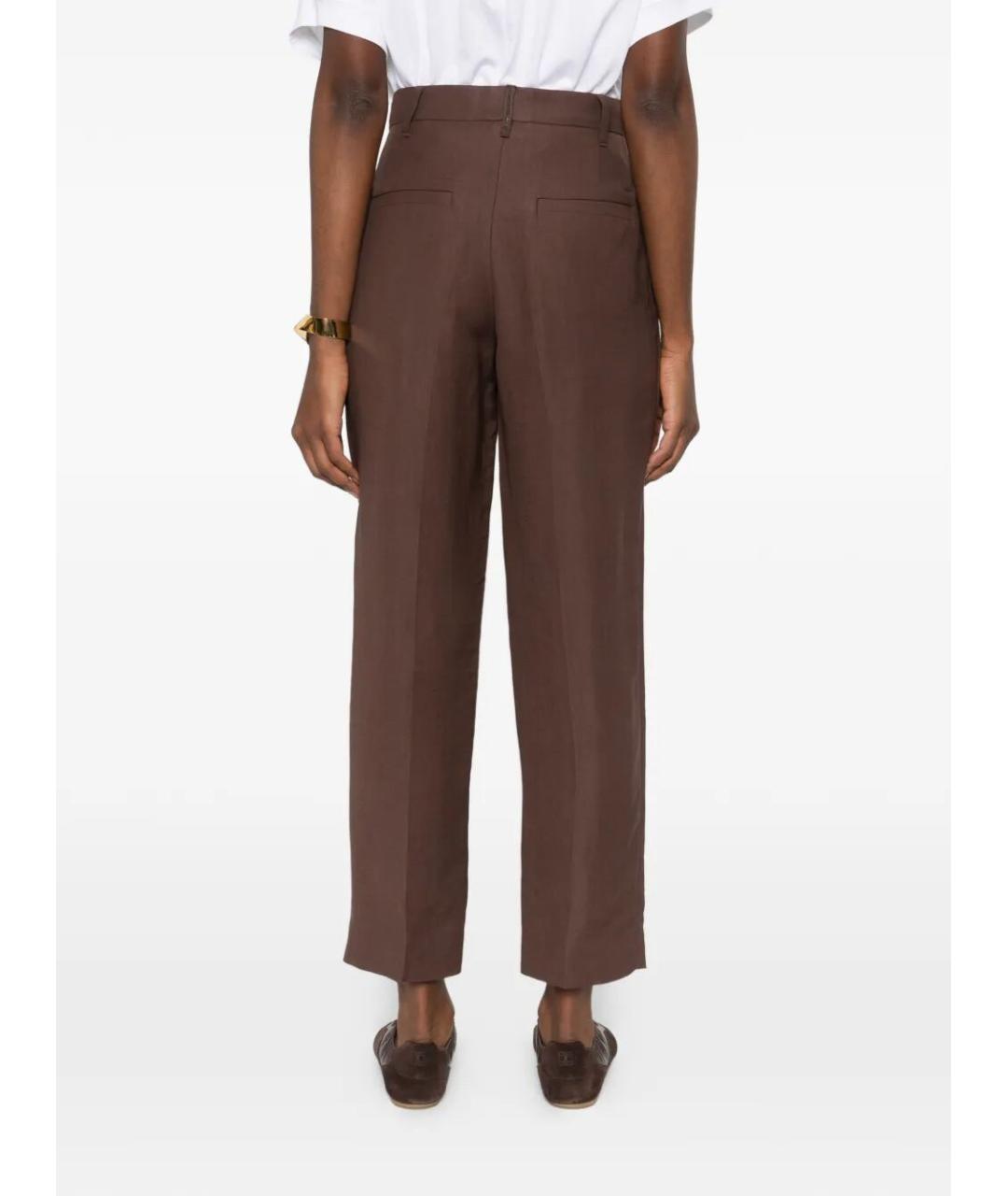 BRUNELLO CUCINELLI Коричневые вискозные брюки широкие, фото 4