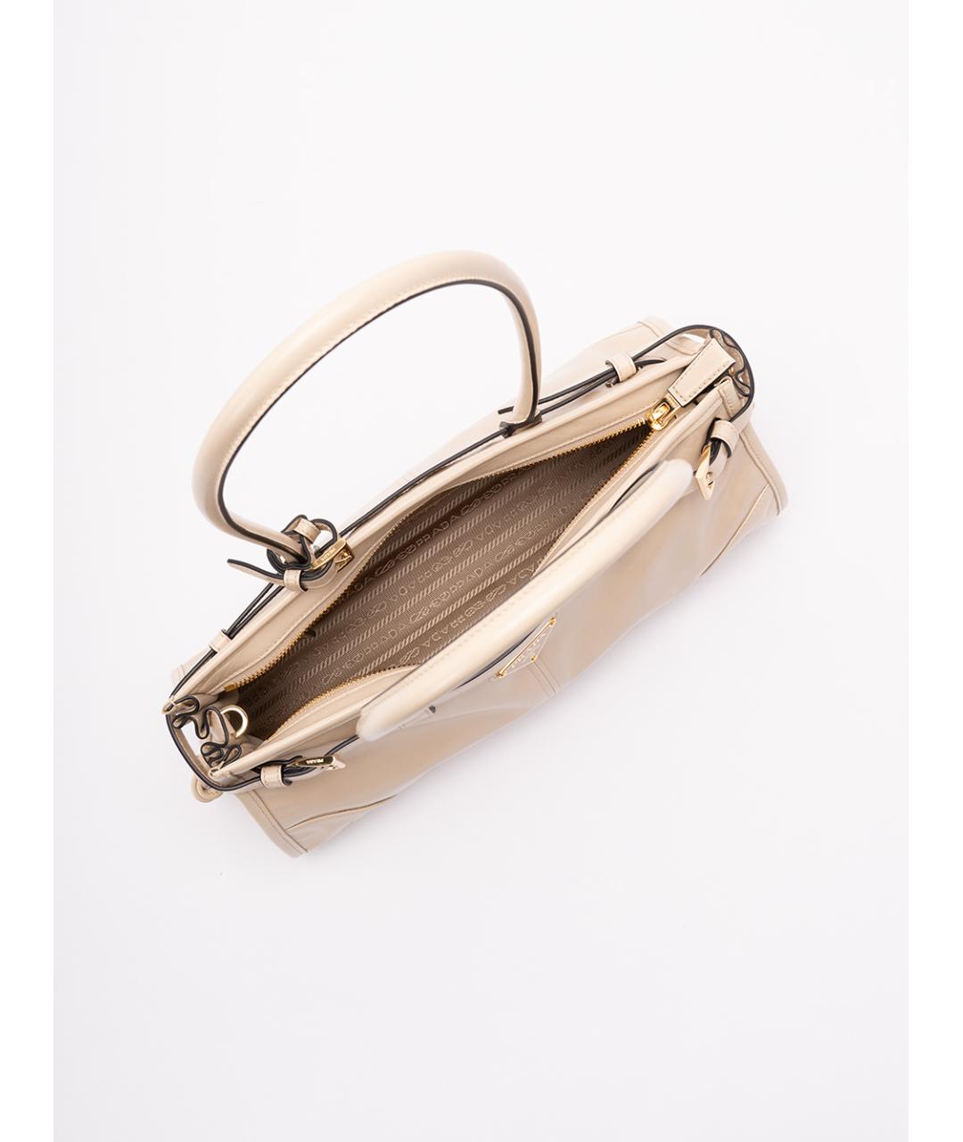 PRADA Бежевая кожаная сумка через плечо, фото 6