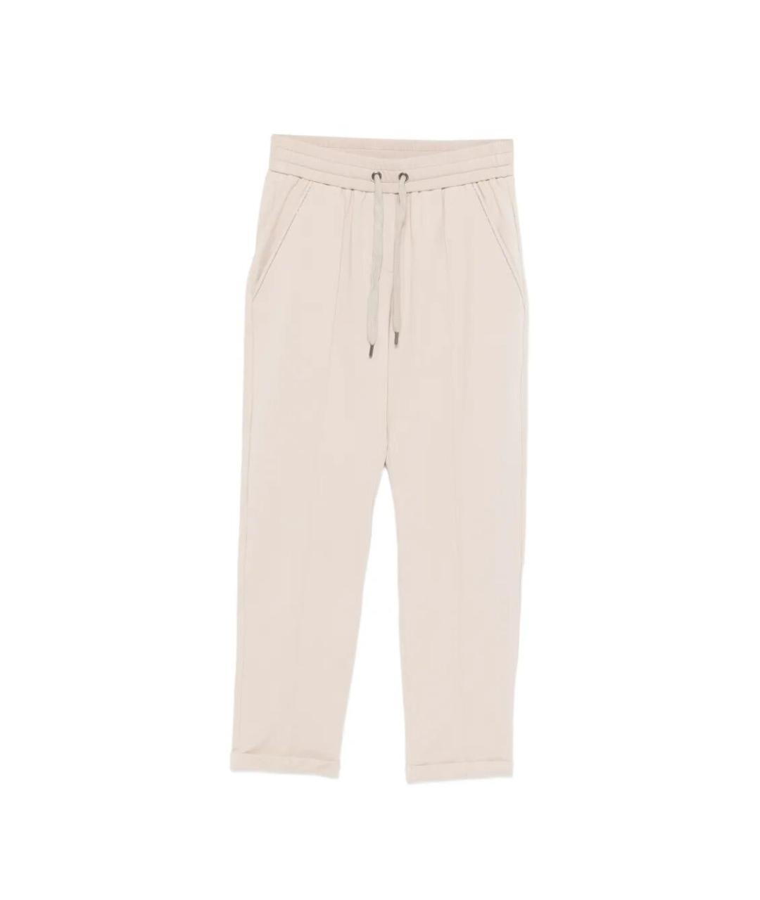 BRUNELLO CUCINELLI Бежевые хлопковые прямые брюки, фото 1