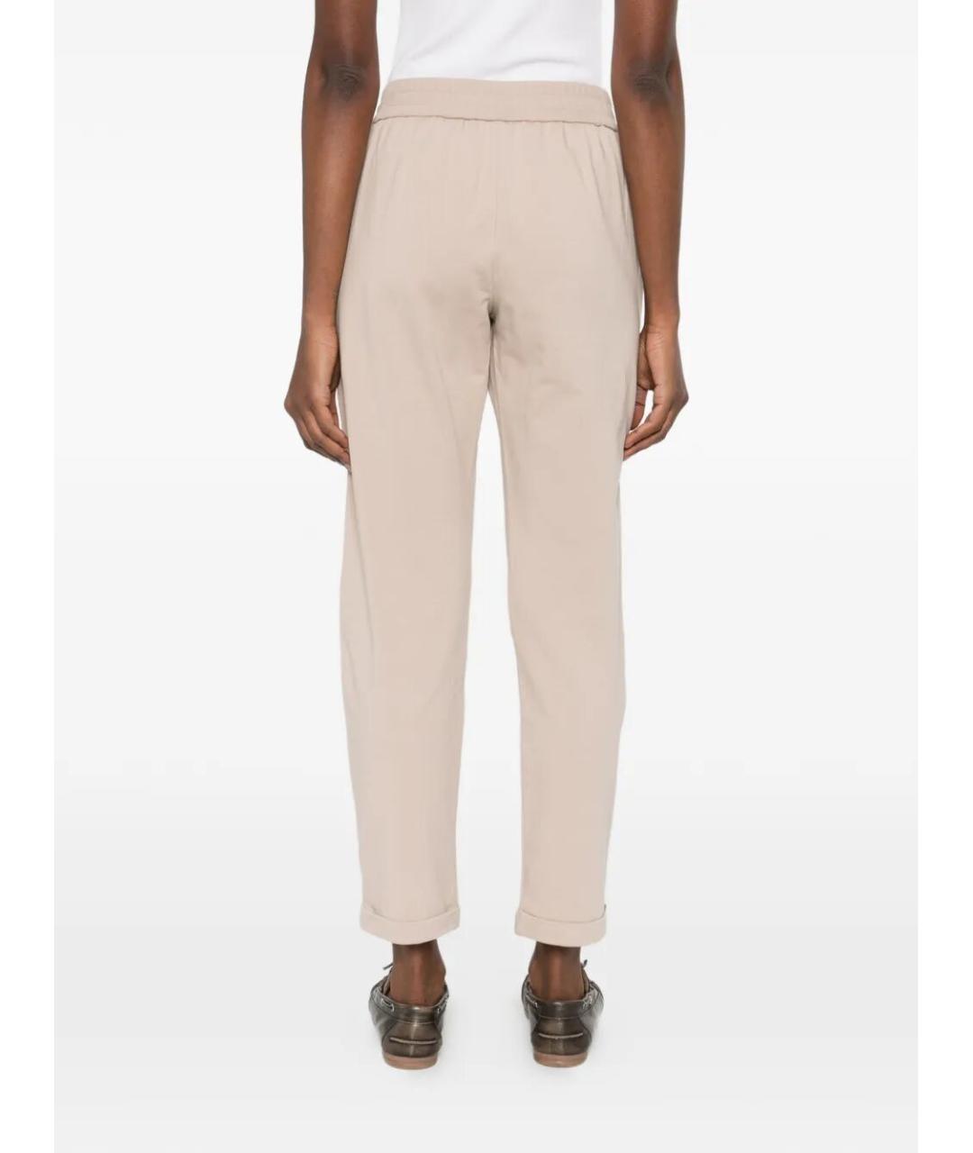 BRUNELLO CUCINELLI Бежевые хлопковые прямые брюки, фото 5