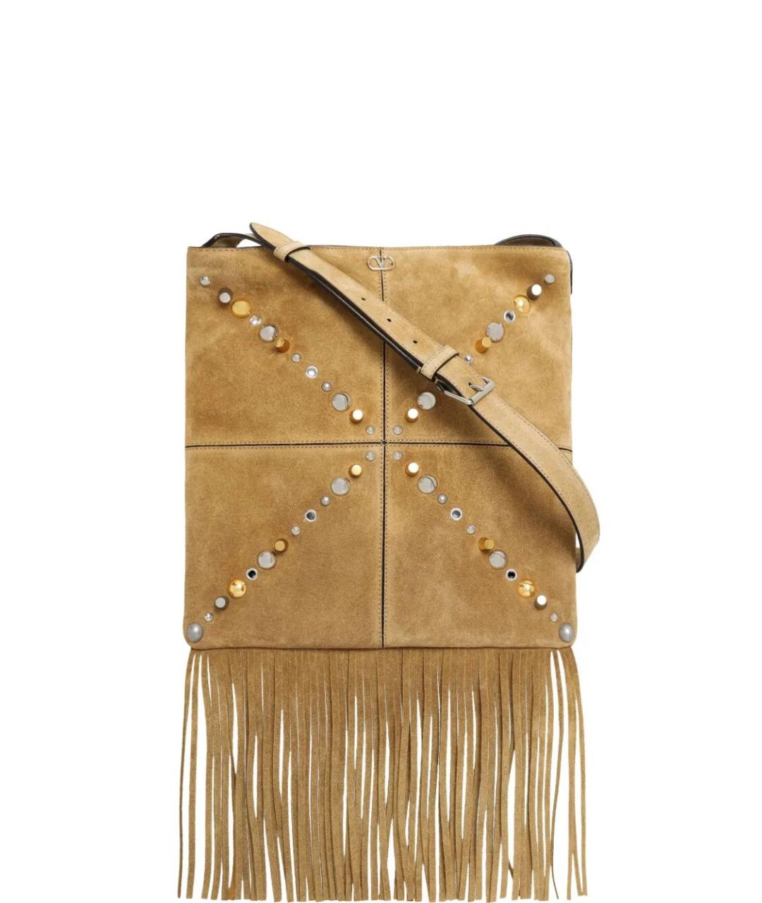 VALENTINO Бежевая замшевая сумка на плечо, фото 1