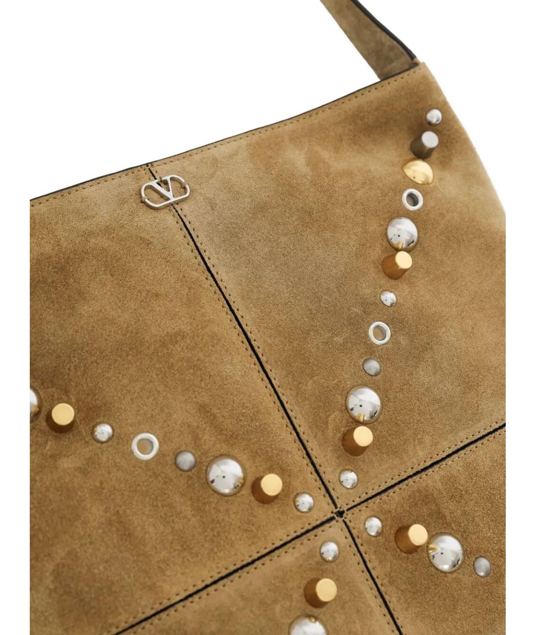 VALENTINO Бежевая замшевая сумка на плечо, фото 4