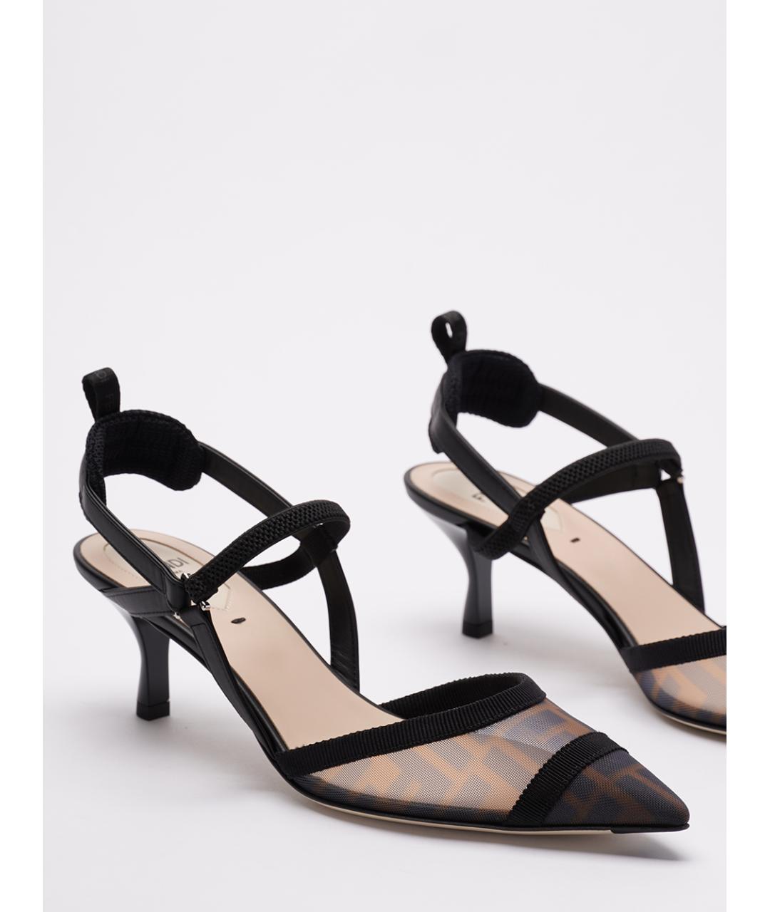 FENDI Черные текстильные туфли, фото 5