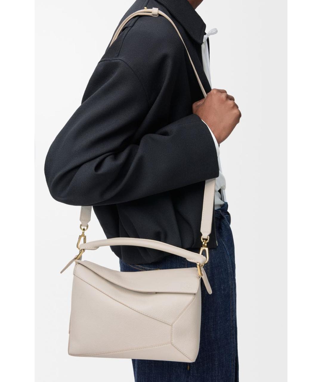 LOEWE Белая кожаная сумка с короткими ручками, фото 3