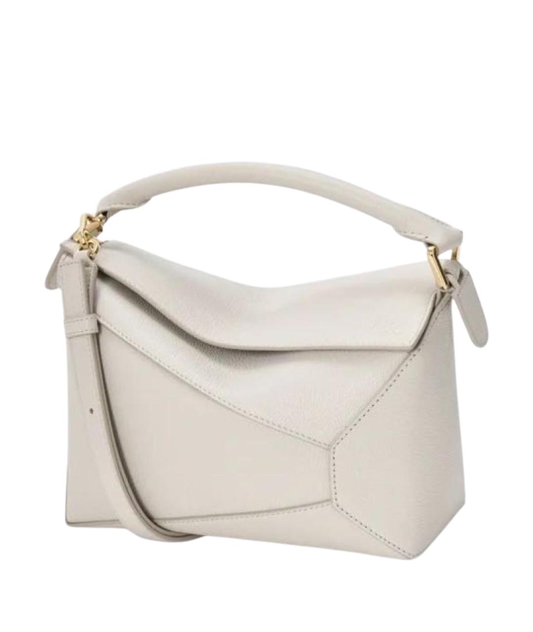 LOEWE Белая кожаная сумка с короткими ручками, фото 1