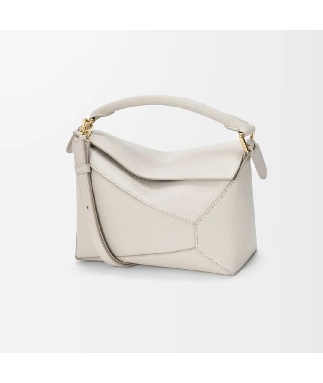 LOEWE Белая кожаная сумка с короткими ручками, фото 6